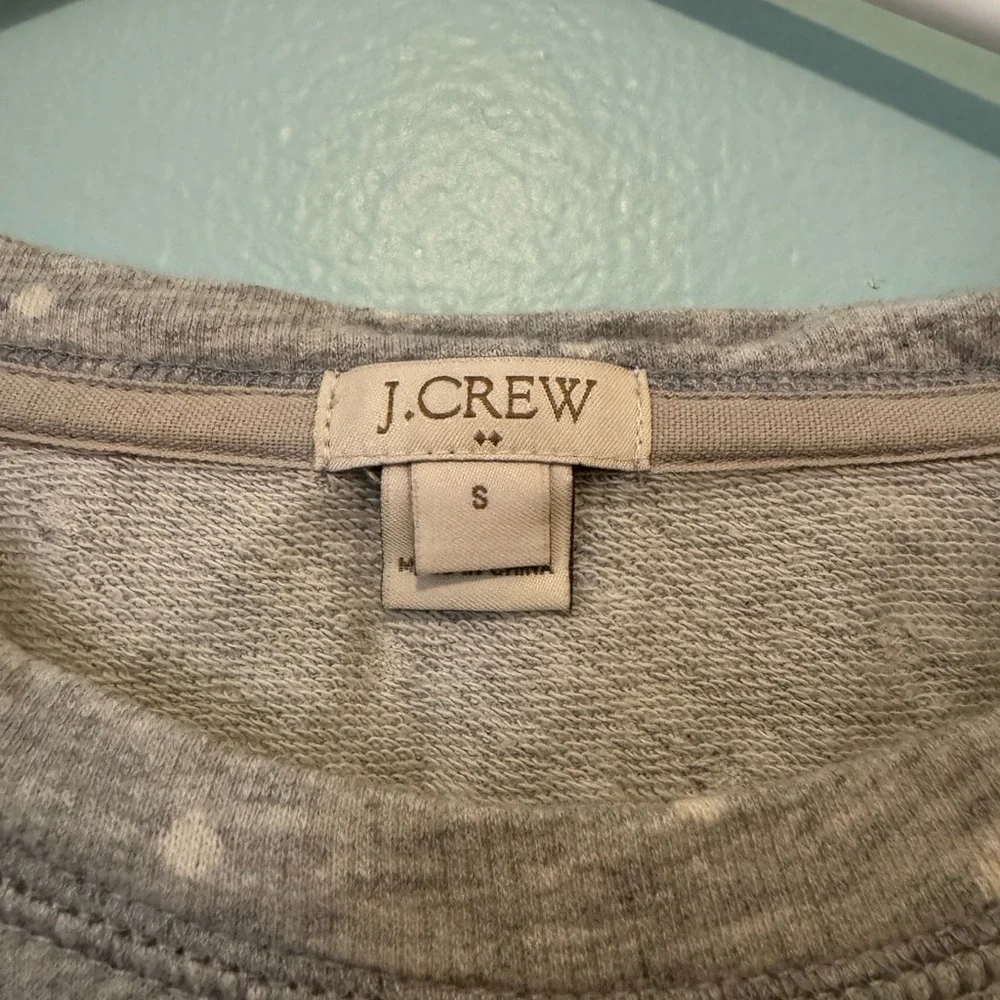 J.Crew Gray Polka Dot Sweater with Blue Hem